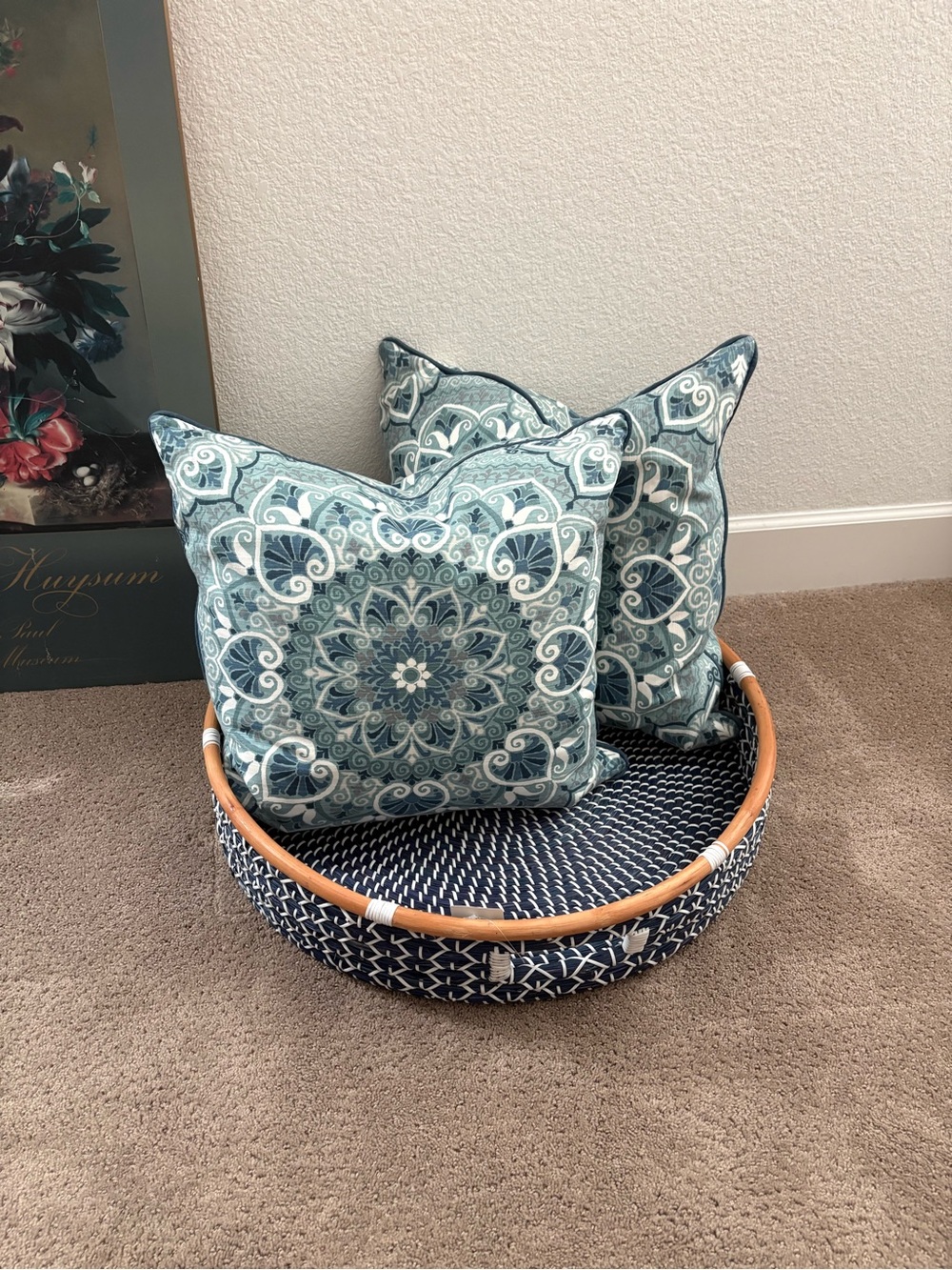 Decorative Medallion Throw Pillow Duo in Teal and Navy